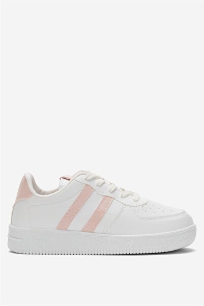 Liger Unisex Bağcıklı GünlükSpor Sneaker Ayakkabı BEYAZ - PUDRA