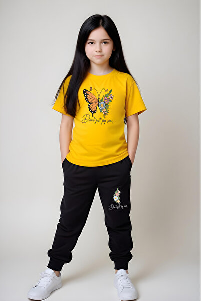 panios kids Set de top și pantaloni de trening pentru fete cu imprimeu Don't Just Fly