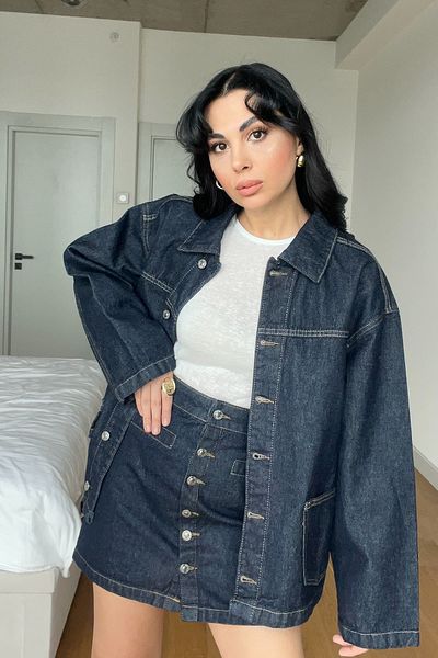 Seda Yalçın Atelier Navy Blue Fleto Pocket Denim Skirt