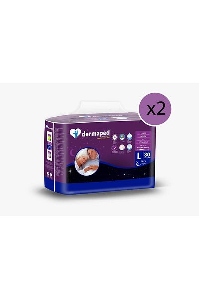 Dermaped Gece Large 100-150 cm 60 Pieces Adult Patient Diapers with Waist Band