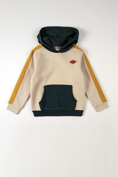 Lee Cooper Boy's Hooded Sweatshirt Mobo - Ecru Green