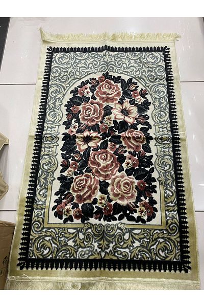 OSMANLI سجادة صلاة مخملية على شكل زهرة