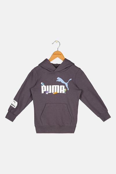 Puma x The Smurfs Toddlers Boy Sportswear Fit Long Sleeves Outdoor Sweatshirt, Dark Grey