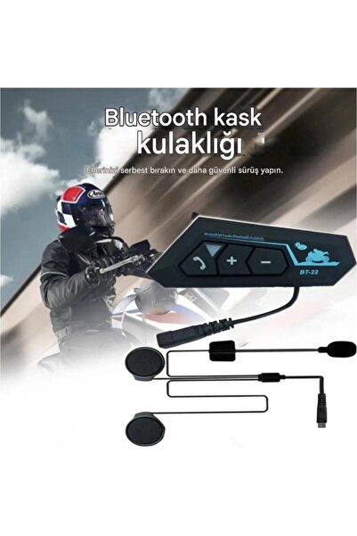 qasul Motorsiklet Kask İçin Kulaklık Bluetooth Mikrofonlu İntercom Su Geçirmez Motor Kurye Kulaklığı
