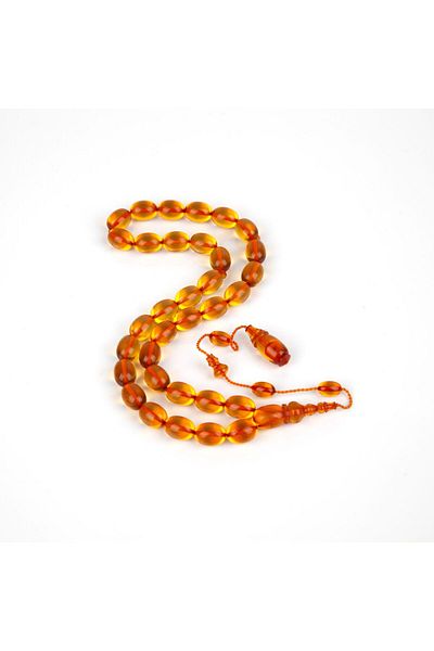 LapisDo Squeeze Amber Beyzi Cut 8X10.5Mm Rosary