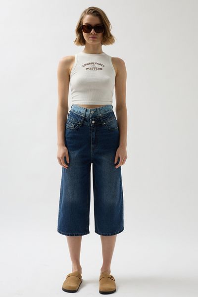 Black Fashion Pantaloni scurți din denim bermude albastre - curea dublă