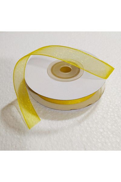 Hobigram Yellow Organza 1 cm 23 Meters, Special Day Gift to Decorate Bundle Dowry Ribbon