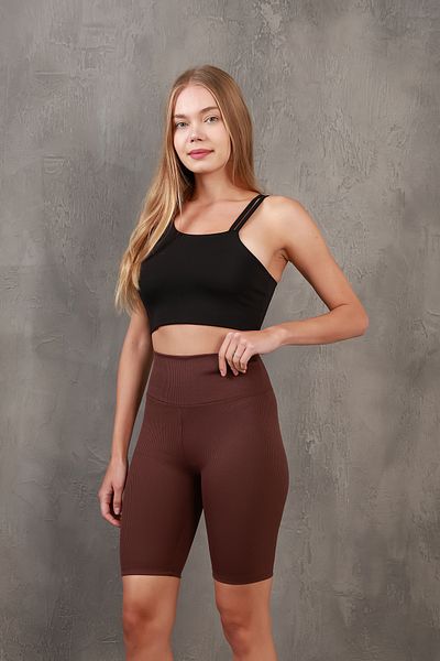 Miss Prova Ribbed High Waist Recovery Knitted Biker/Cyclist/Short Leggings Missta2265