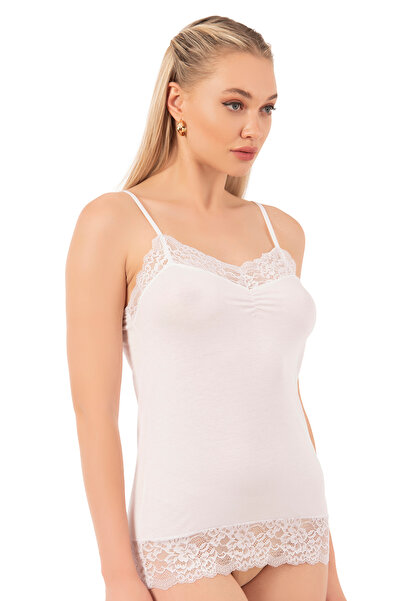 ÖZKAN underwear Özkan 25531 Γυναικείο βαμβακερό Modal Ευέλικτο Άνετο Δαντελένιο Λεπτομερές εσώρουχο με λεπτό λουράκι