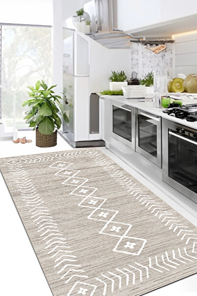 MUA HOME DECOR Geometrik Dijital Baskı Yıkanabilir Kaymaz Taban Salon Halısı ...