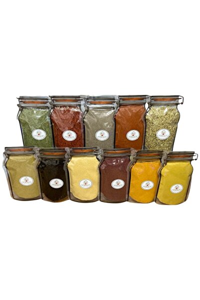 YÜREKÇE 11 Çeşit Eksiksiz Baharat Seti - Toplam 1000 Gr- Kavanoz Görünümlü Ki...