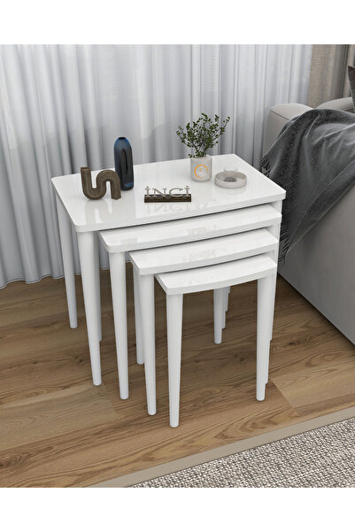 İnci MDF LAKE BOYALI ZİGON SEHPA 4 LÜ ÇAY SEHPASI