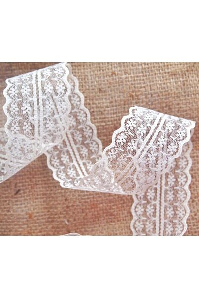 Hobigram White Lace Ribbon 10 Meters, Double Layer Guipure (Width: 5 cm)