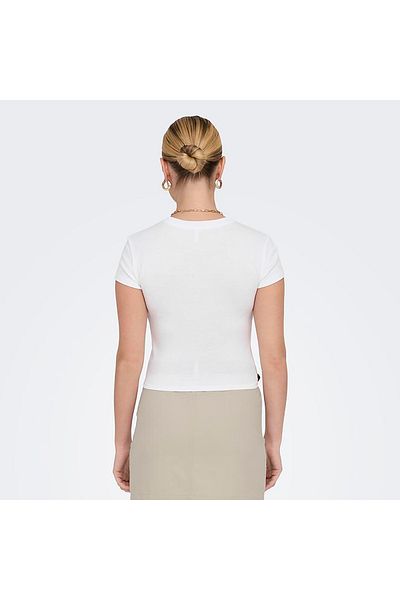 ONLY Onleli S/s O-neck Short Top Jrs Noos Bluză albă pentru femei - 15320229
