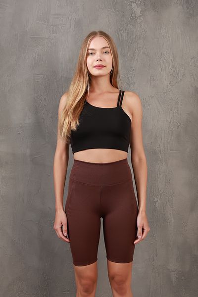 Miss Prova Ribbed High Waist Recovery Knitted Biker/Cyclist/Short Leggings Missta2265