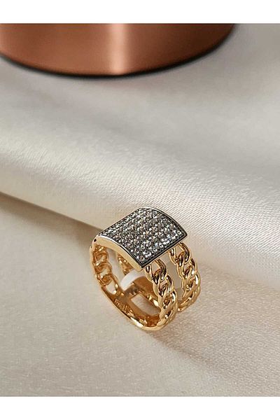 ZÜLİSCH Chain ​​Model Baguette Stone Rose Steel Ring