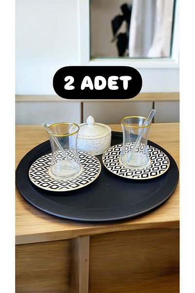 Bayev Metal Black 2 Pieces Presentation Tray Serving Tray Decorative Tray