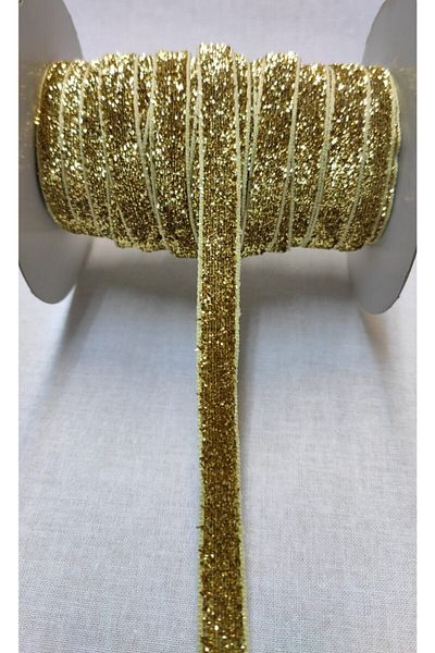 Hobigram 1 cm Glitter Ribbon 3 Meters - Glitter Velvet Ribbon and Gold Christmas Ornament