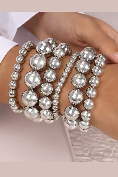 PETEK AKSESUAR 6 Pcs Metallized Mix Ccb Beads Rubber Bracelet
