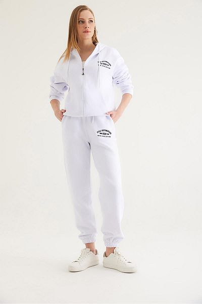 CALİENTE Hooded Zipper Women's Tracksuit Set White