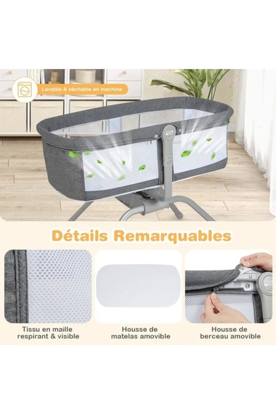 MAAS 3 in 1 Baby Travel Bed with Mattress Foldable with Rocking System and Baby Reclining Mattress with Ultra Light Travel Bag