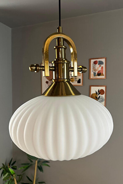 Bamyum Elegant Cam Tekli Bal Rengi Avize Eskitme Gemici Başlık Sarkıt Lamba Restoran Salon Aydınlatma