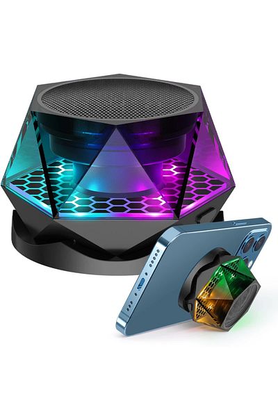Choice Black Magnetic Diamond Bluetooth Speaker Small Wireless Speaker RGB Color Light Portable Phone Stand