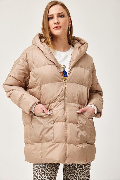 CALİENTE Palton oversize cu glugă gonflabil Bej