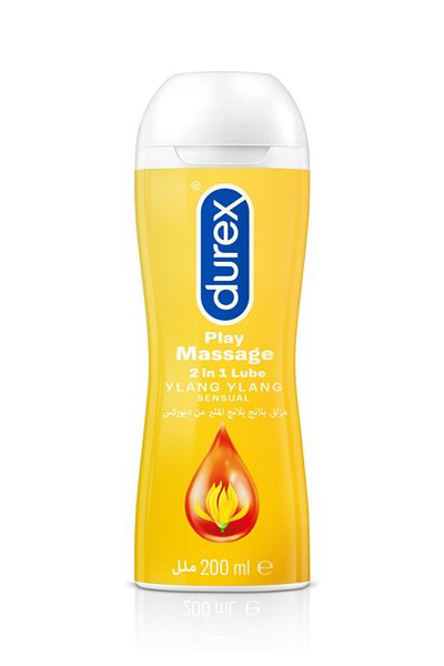 Durex جل التدليك 2 في 1 من بلاي، مادة تشحيم مثيرة برائحة اليلانغ يلانغ، 200 مل