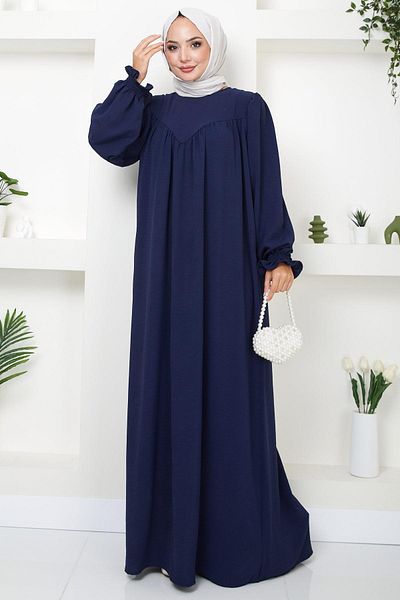 hafsamina Μπλε ναυτικό φόρεμα με κορδόνια - HM2501