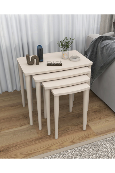 İnci MDF LAKE BOYALI ZİGON SEHPA 4 LÜ ÇAY SEHPASI