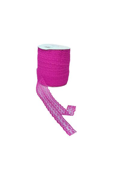 Hobigram Fuchsia Lace Ribbon 10 Meters Double Layer Guipure (Width: 5 cm)