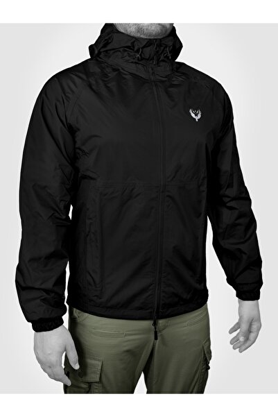 Mudeir Raincoat Kaftan Black Hooded Water Resistant Tactical Outdoor Tactical...