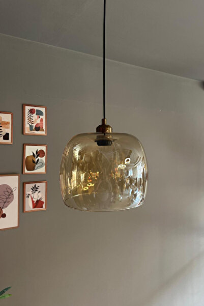 Bamyum Dijon Bal Rengi Cam Sarkıt Avize Yarım Lale Eskitme Başlık Salon Mutfak Avizeleri Pastane Modelleri