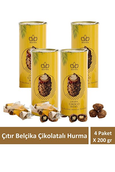 Huries Çıtır Belçika Çikolatalı Hurma crispy choco dates 200 gr X 4 Adet