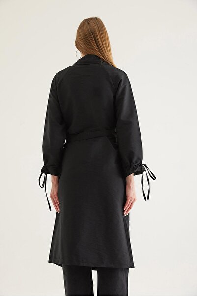 CALİENTE Bileği Tünelli Bağcıklı Trençkot Siyah