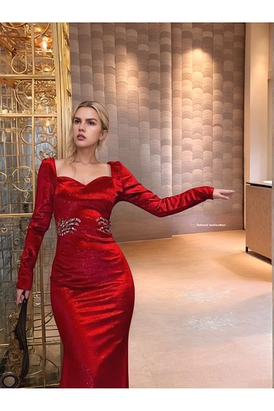 Trendusfashion Rochie maxi lungime din catifea de sezon nou
