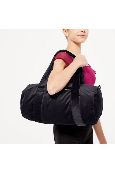 Decathlon Geantă sport pentru dans din velur pentru copii - 15 L - Negru