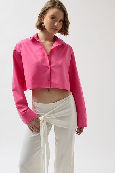 Black Fashion Cămașă oversize crop fucsia