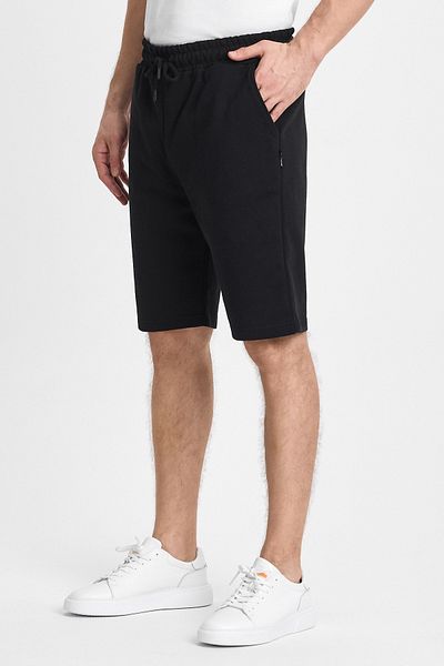 COMEOR Men's Black Regular Fit Label Detailed Side Pocket Shorts