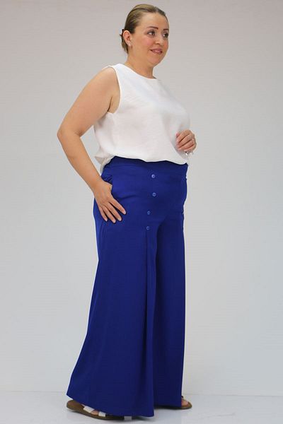 Eslina 49009 Plus Size Aspen Trousers - Button Detailed, Saks