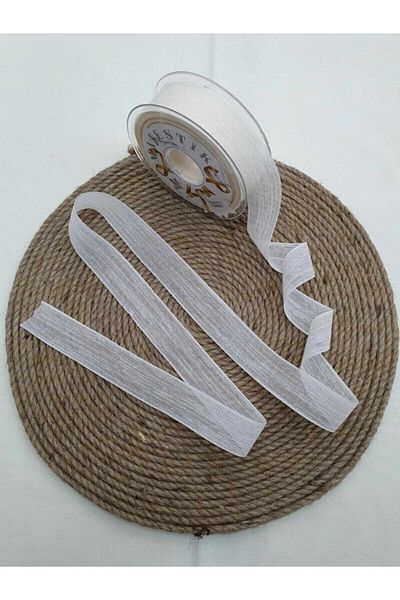 Hobigram Cream Nopeli Ribbon Linen Ribbon 25 mm Linen Ribbon Nopeli 20 Meters – Ribbon, Stylish Design