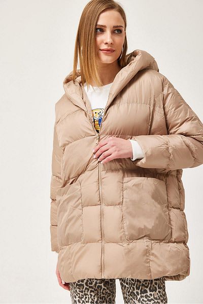CALİENTE Palton oversize cu glugă gonflabil Bej