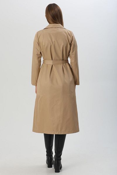 CALİENTE Double-breasted Collar Double Button Trench Coat Beige