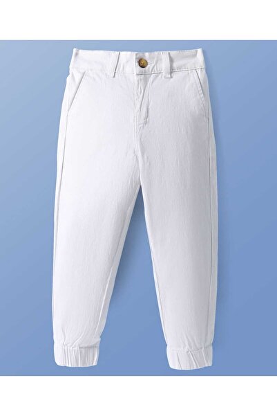 Pine kids Pine Kids Cotton Woven Full Length Solid Trousers - White