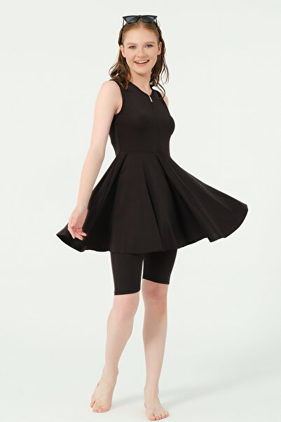 ALFASA Flared Skirt Zero Sleeve Semi-Covered Swimsuit