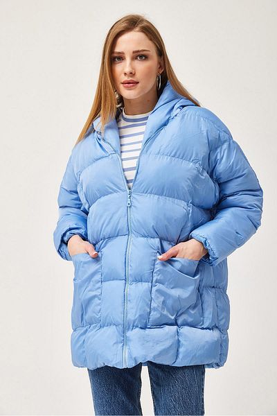 CALİENTE Palton gonflabil oversize cu glugă Albastru