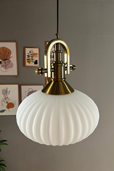 Bamyum Elegant Cam Tekli Bal Rengi Avize Eskitme Gemici Başlık Sarkıt Lamba Restoran Salon Aydınlatma