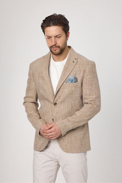 Frappoli Ανδρικό καρό μπλέιζερ από λινό βιζόν της Zenos, με όψη ανοιξιάτικου-...