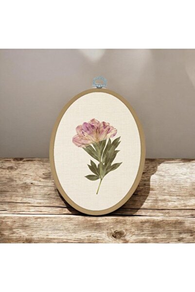 riyaz Kurutulmuş Çiçek - Elips Pano Kasnak Boyut: 15,50cm x 19cm